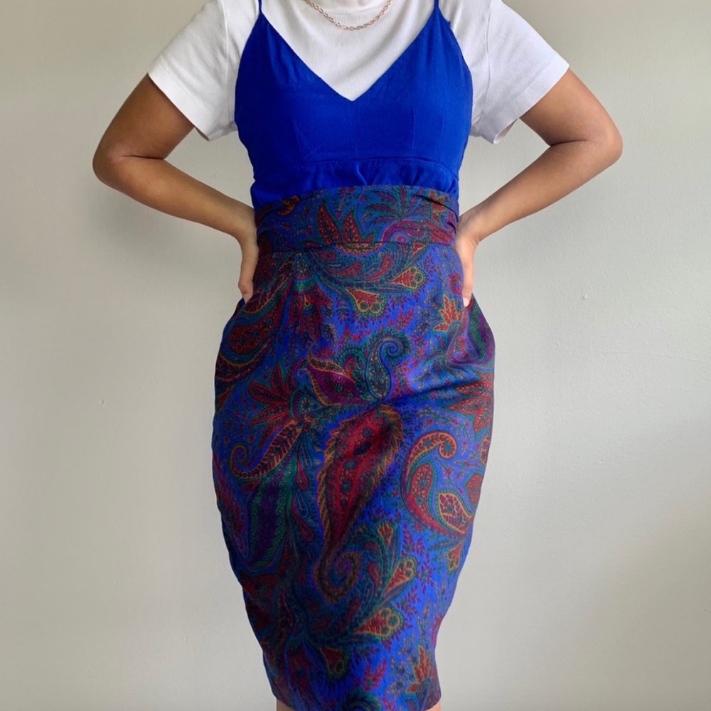 Paisley printed midi skirt